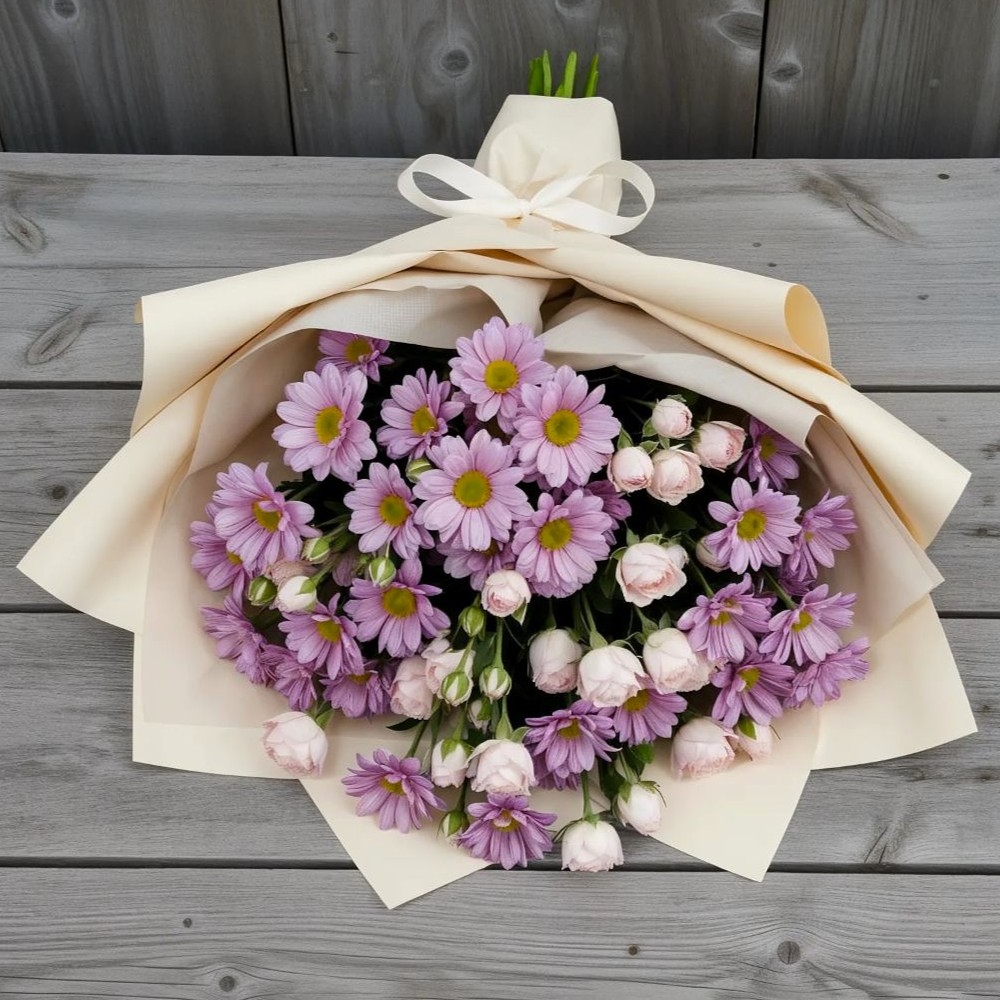 Букет цветов из: Розы и Хризантемы в Суксун