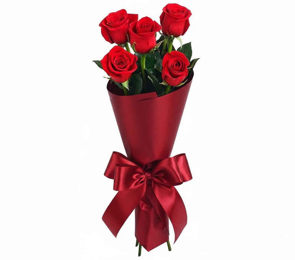 Букет 5 Красных роз Эдлесс Лав в Суксун