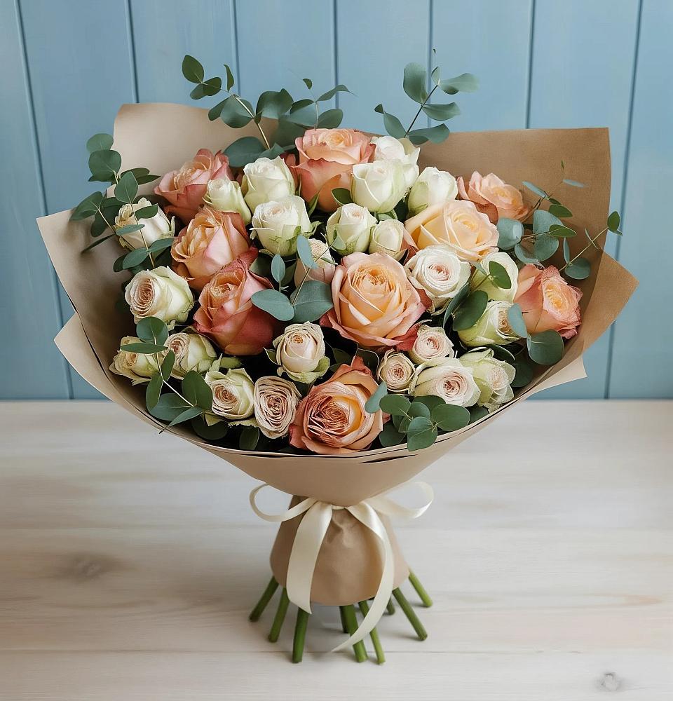 Букет цветов из: Альстромерии и Розы в Суксун