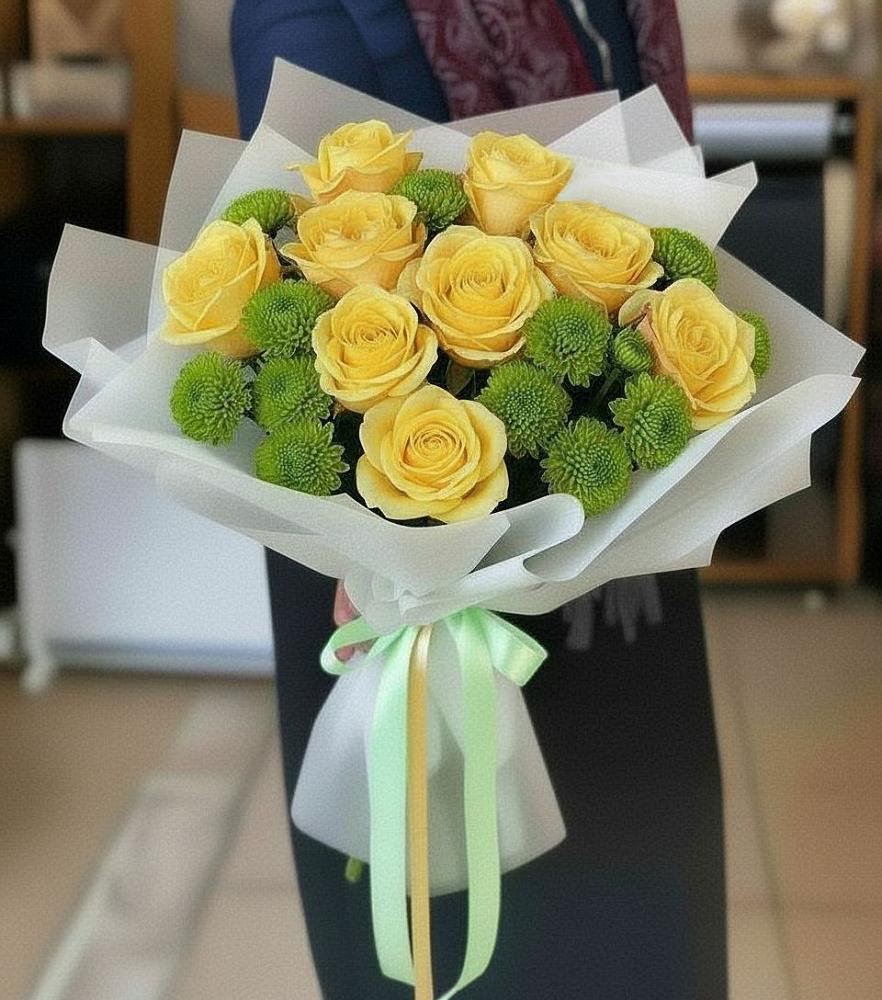 Букет цветов из: Хризантемы и Розы в Суксун