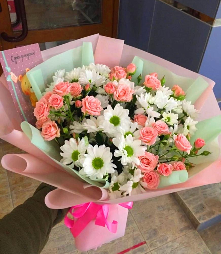 Букет цветов из: Розы и Хризантемы в Суксун