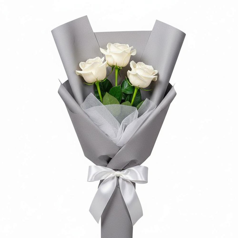 Букет 3 белые розы в Суксун
