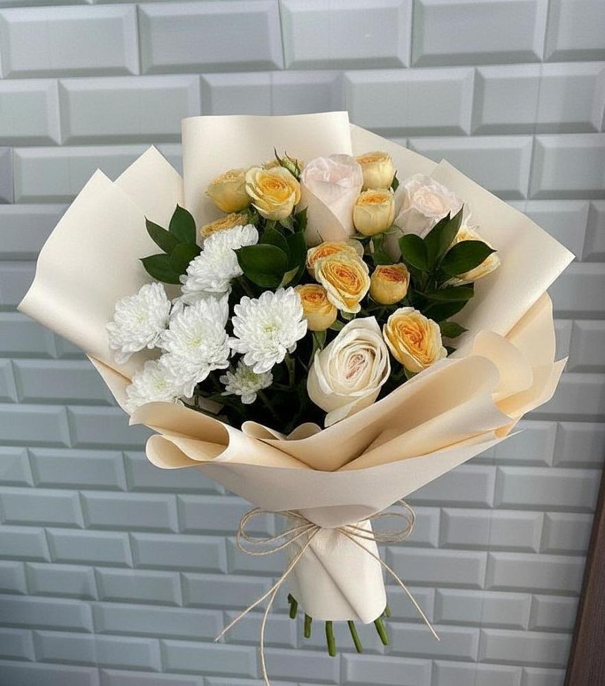 Букет цветов из: Розы и Хризантемы в Суксун