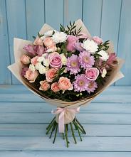 Букет цветов из:  Хризантемы, Розы и Альстромерии в Суксун