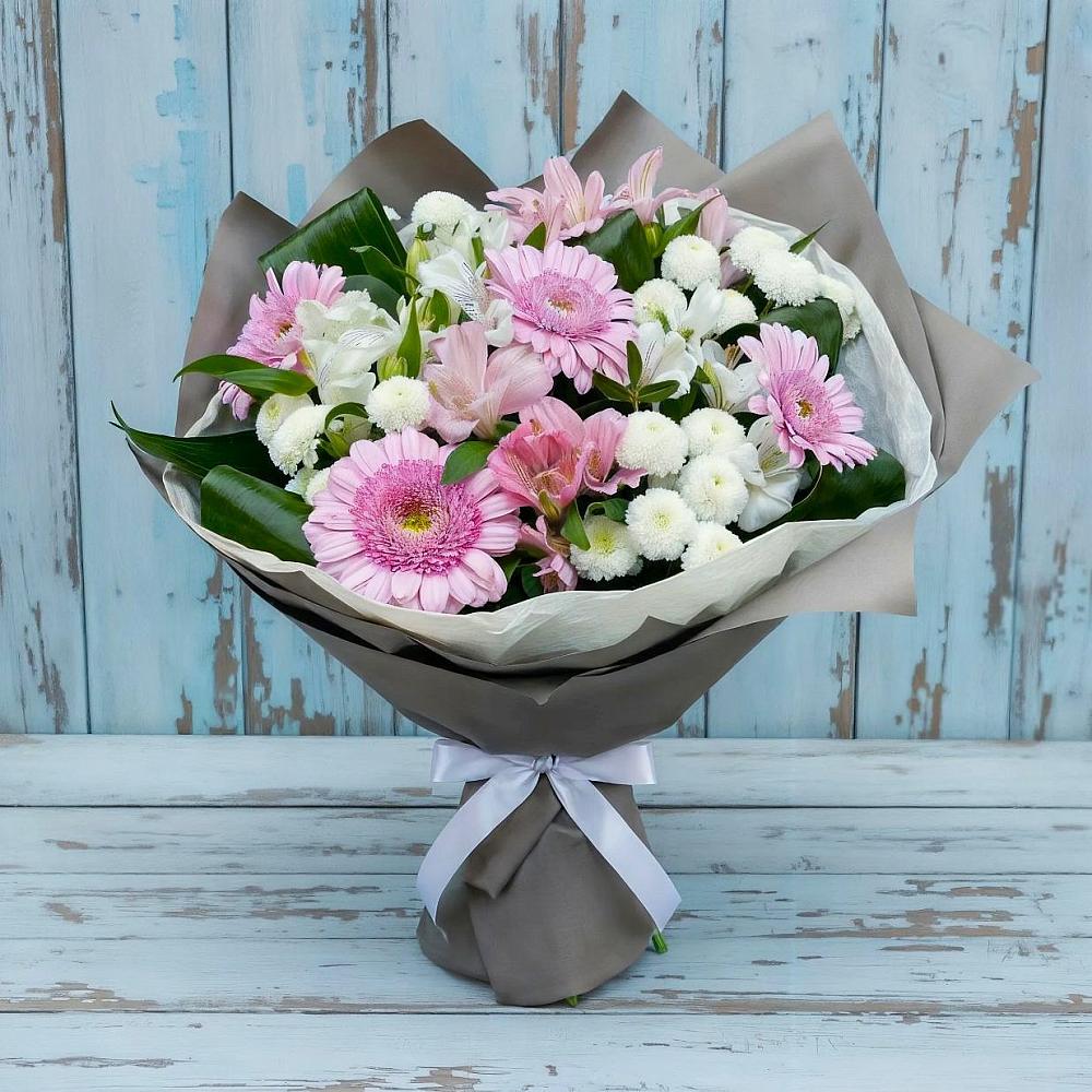 Букет цветов из: Герберы, Альстромерии и Хризантемы в Суксун
