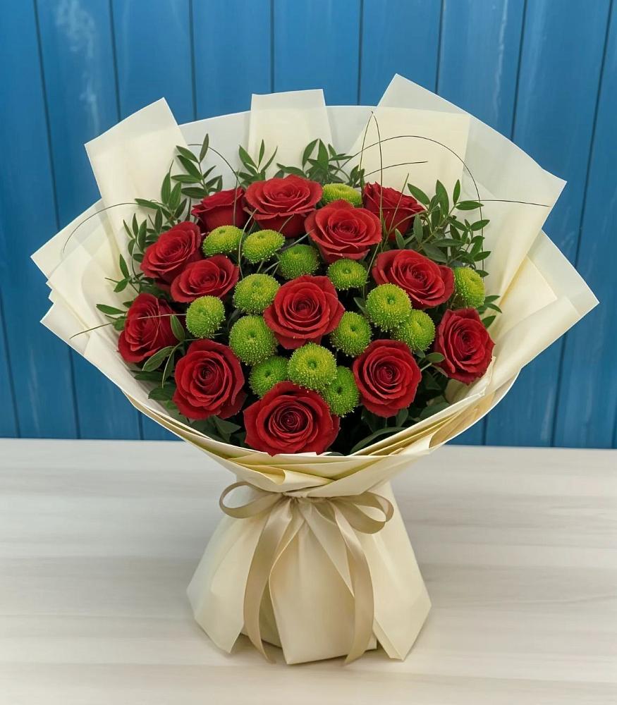 Букет цветов из: Розы и Хризантемы в Суксун